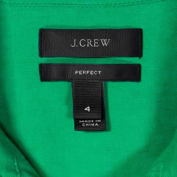 J. Crew Women's Shirt Button Up Green Linen Cotton Blouse Preppy Perfect Top 4 - Picture 3 of 8